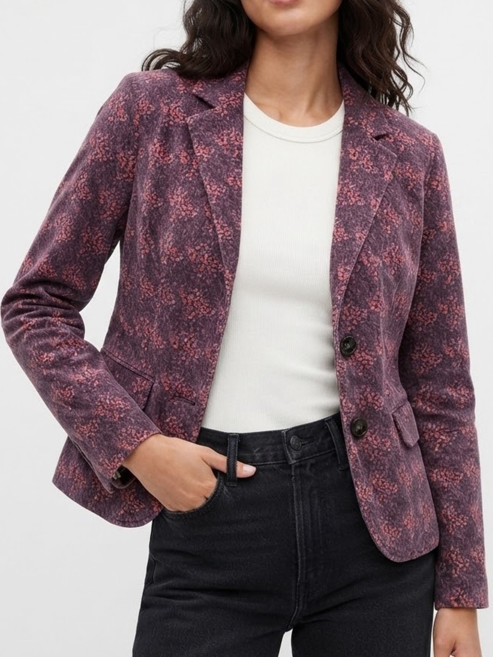 Vintage Y2K Gap Stretch Floral Corduroy Blazer